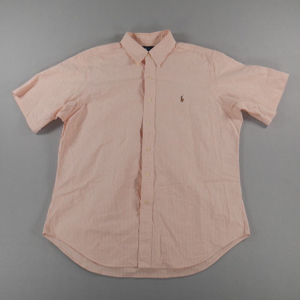 Ralph Lauren Men LG Classic Fit Shirt Short Sleeve Oxford Pony Button Down Peach